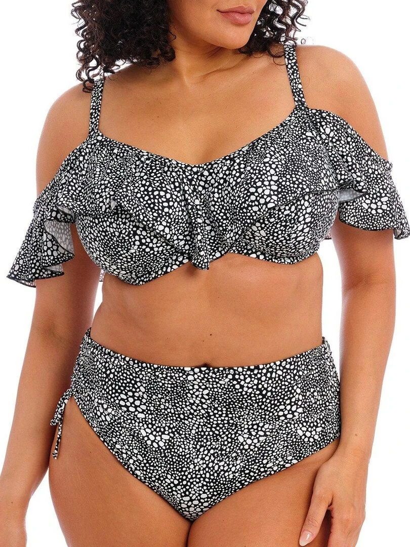 Bas de maillot ajustable taille haute Pebble cove   Noir
