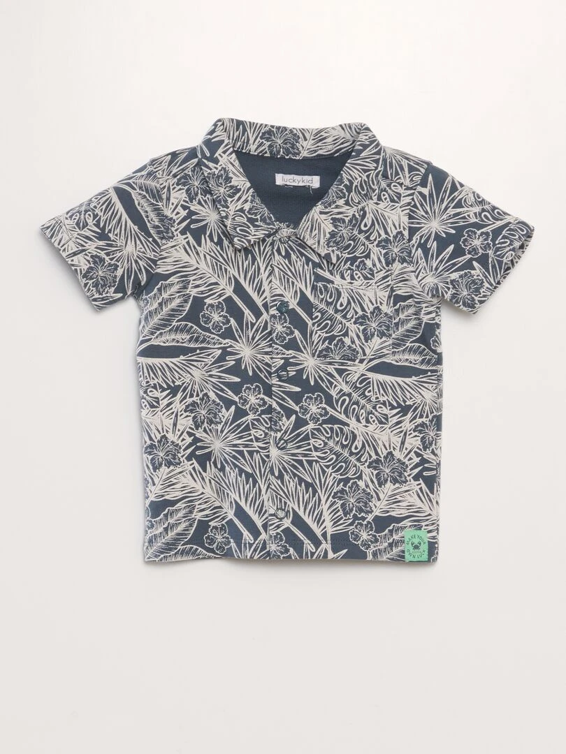 Chemise en jersey imprimée Gris