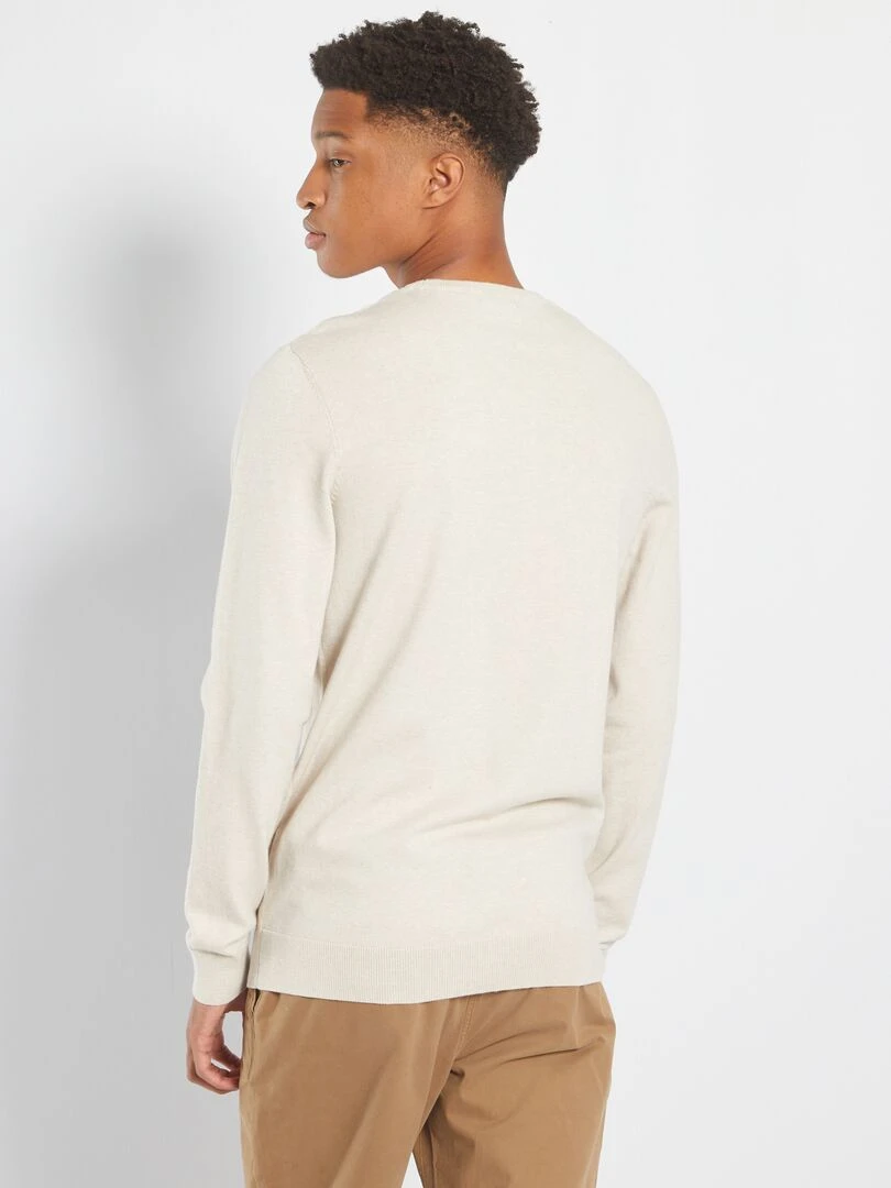 Pull uni à col rond +1m90   Beige