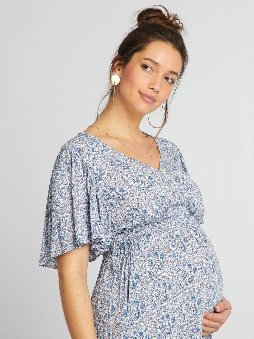 Robe longue de maternité Bleu