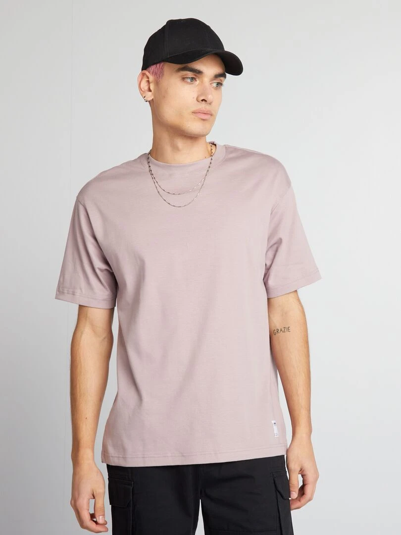 T shirt col rond en coton Vieux rose