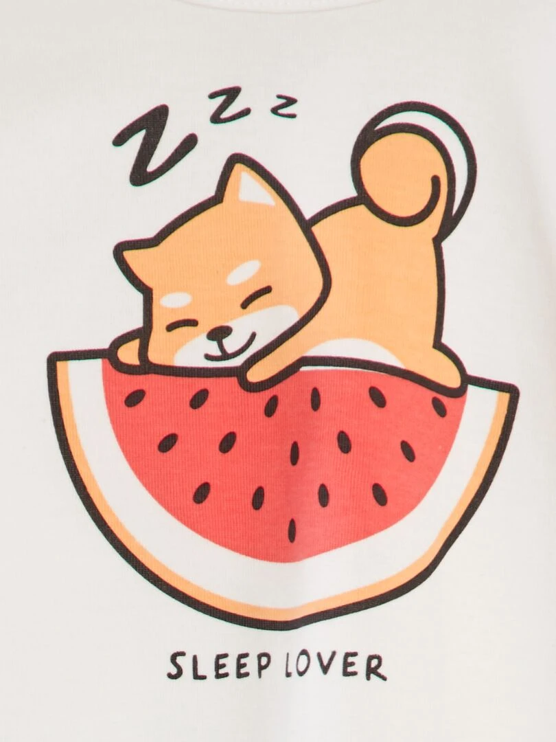 Ensemble de pyjama t shirt + pantalon   2 pièces   Blanc