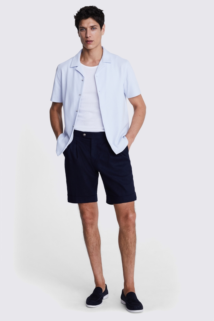 Off White Linen Blend Knitted Cuban Collar Shirt   Buy Online at Moss