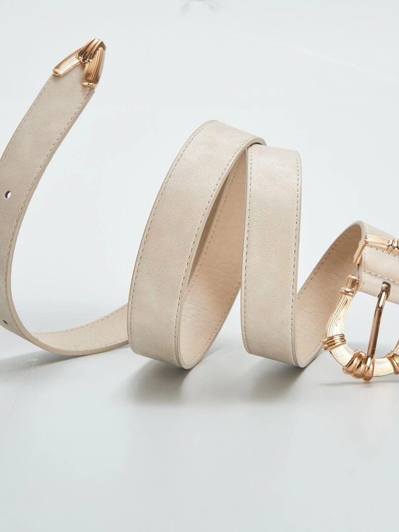 Ceinture fine à boucle dorée Crème
