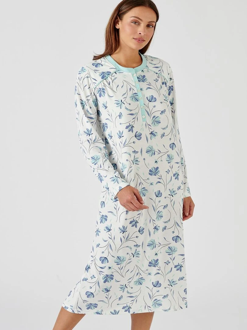 Chemise de nuit Thermolactyl avec chauffe épaules Damart Bleu