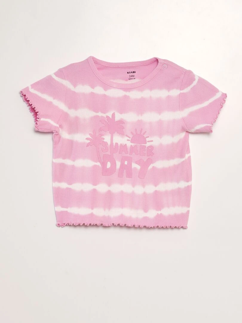 Ensemble T shirt + short de pyjama   2 pièces   Rose