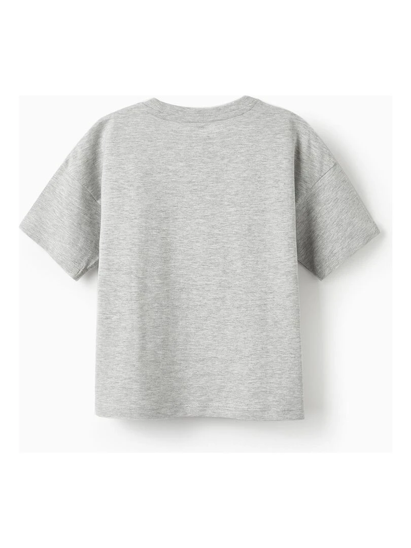 T Shirt en coton pour garçon 'Nature Takeover' manches courtes Gris clair