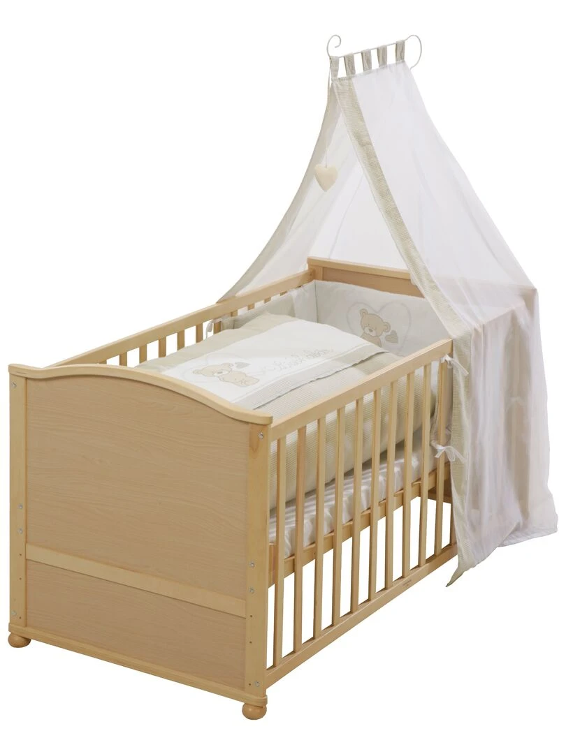 ROBA Lit bébé évolutif complet "Liebhabear" 70x140 + Équipement Complet Marron