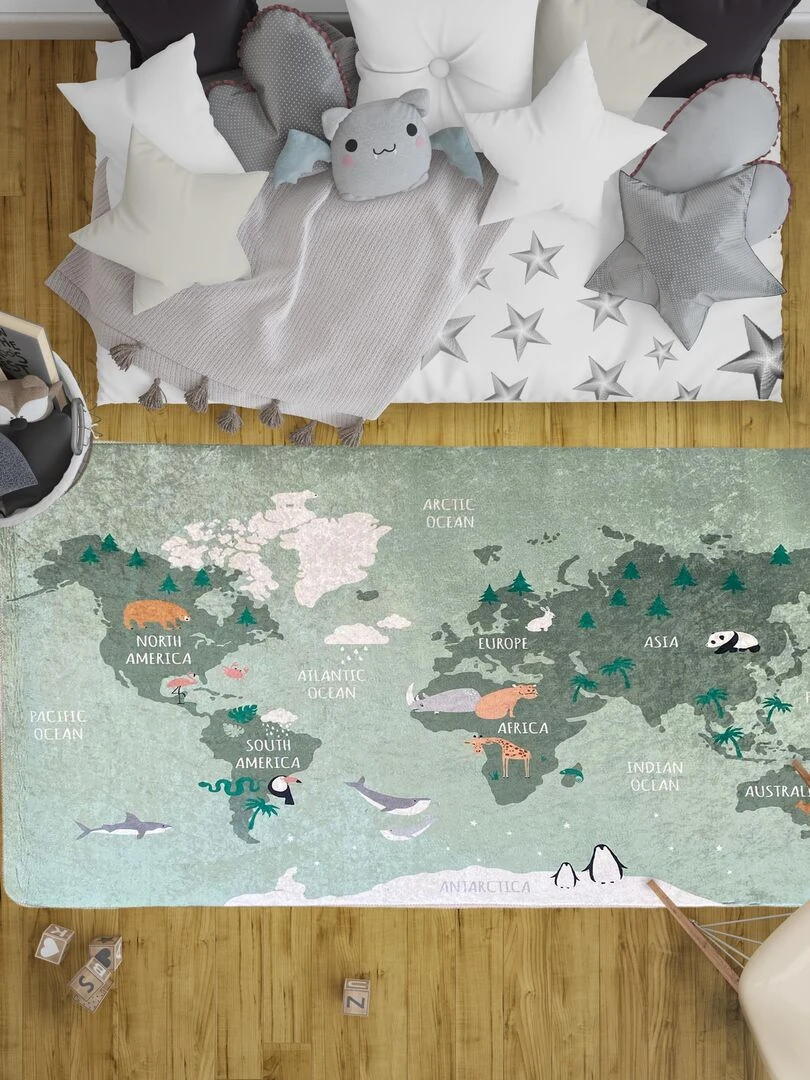 Tapis Enfant Monde Vert Vert