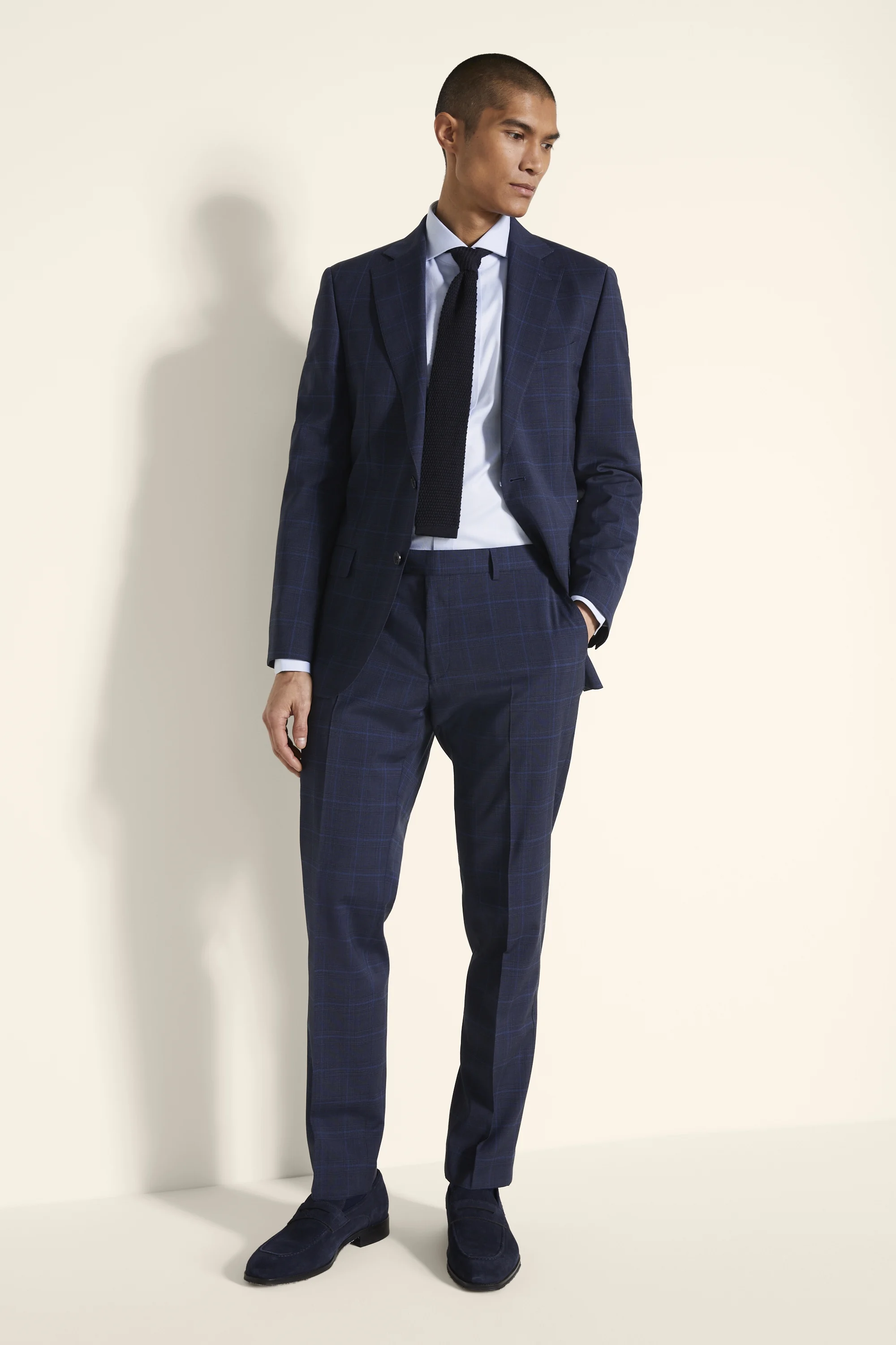 Tailored Fit Blue Check Stretch Jacket Buy Online at Moss
