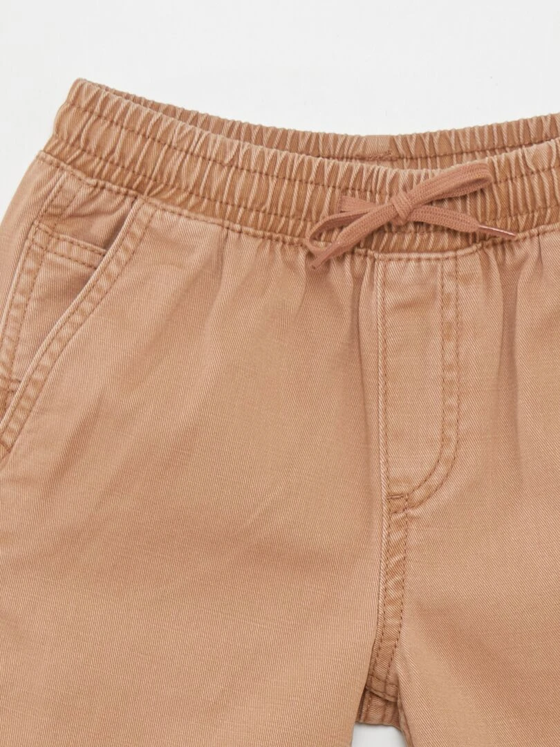 Short élastiqué façon denim   Camel