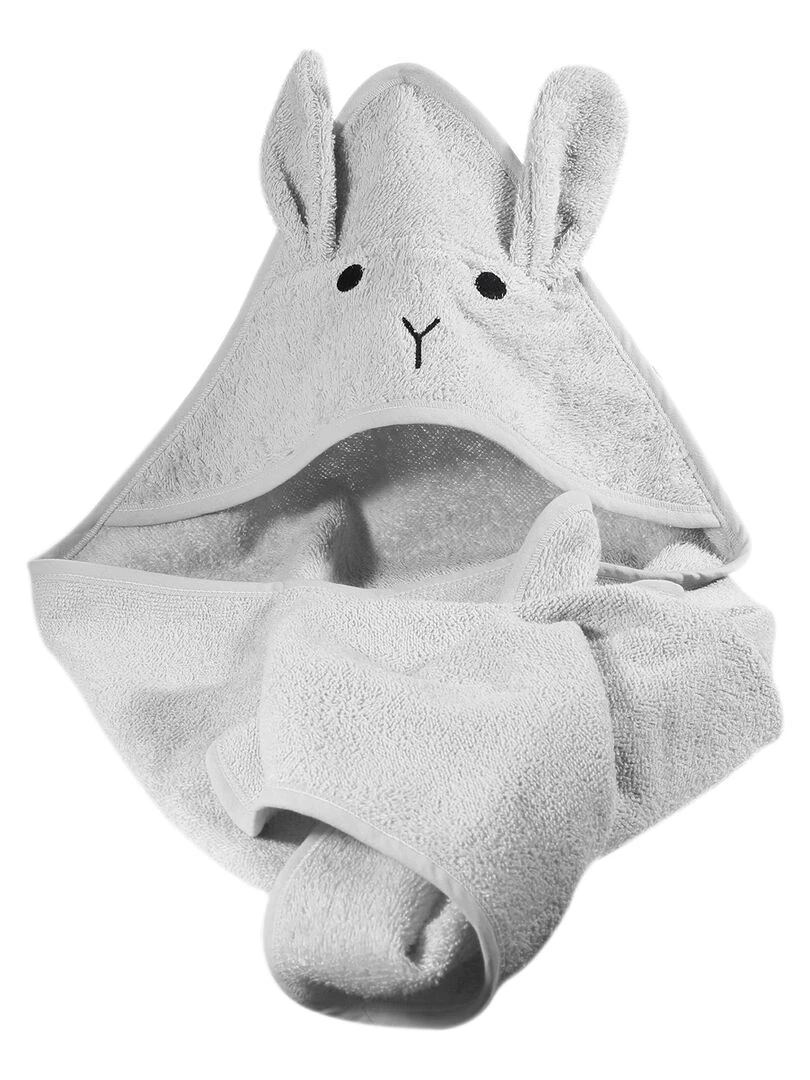 Cape de bain lapin en coton   Gris