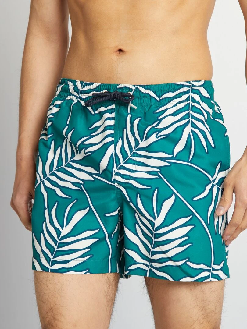 Short de bain à fleurs Vert