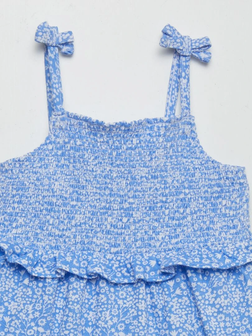 Robe à bretelles avec base volantée   Bleu