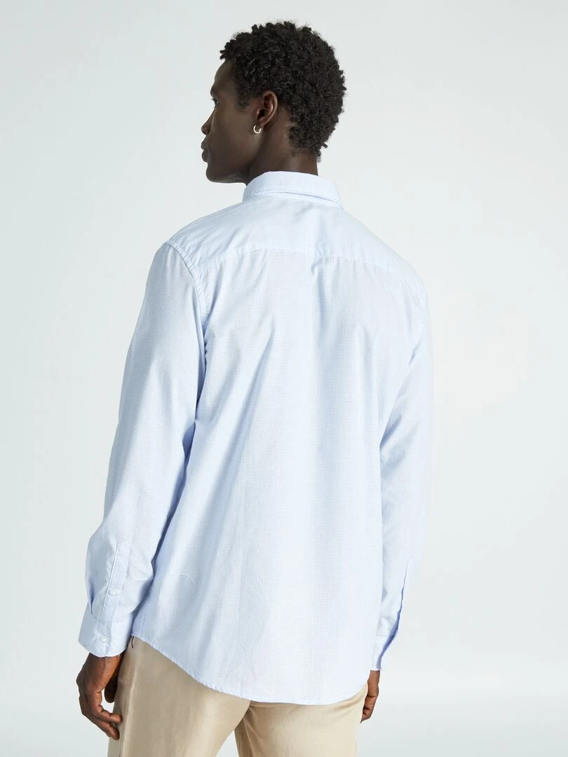 Chemise droite à carreaux   Blanc/Bleu clair