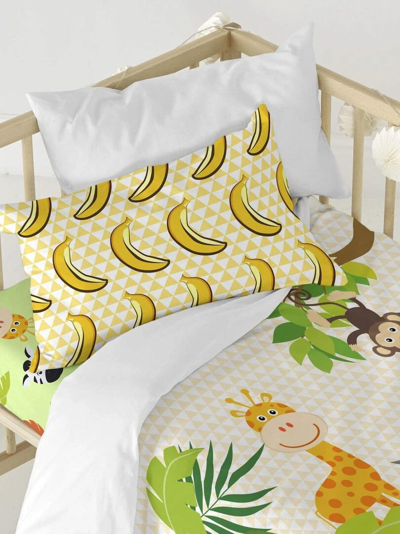 Parure housse de couette 2 pièces Wild Lit Bébé "Happyfriday"   Jaune