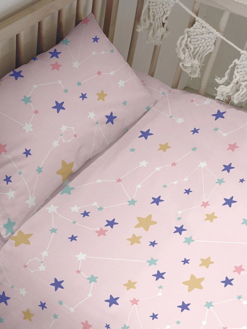 Parure housse de couette 2 pièces Sky stars "Happyfriday" Blanc