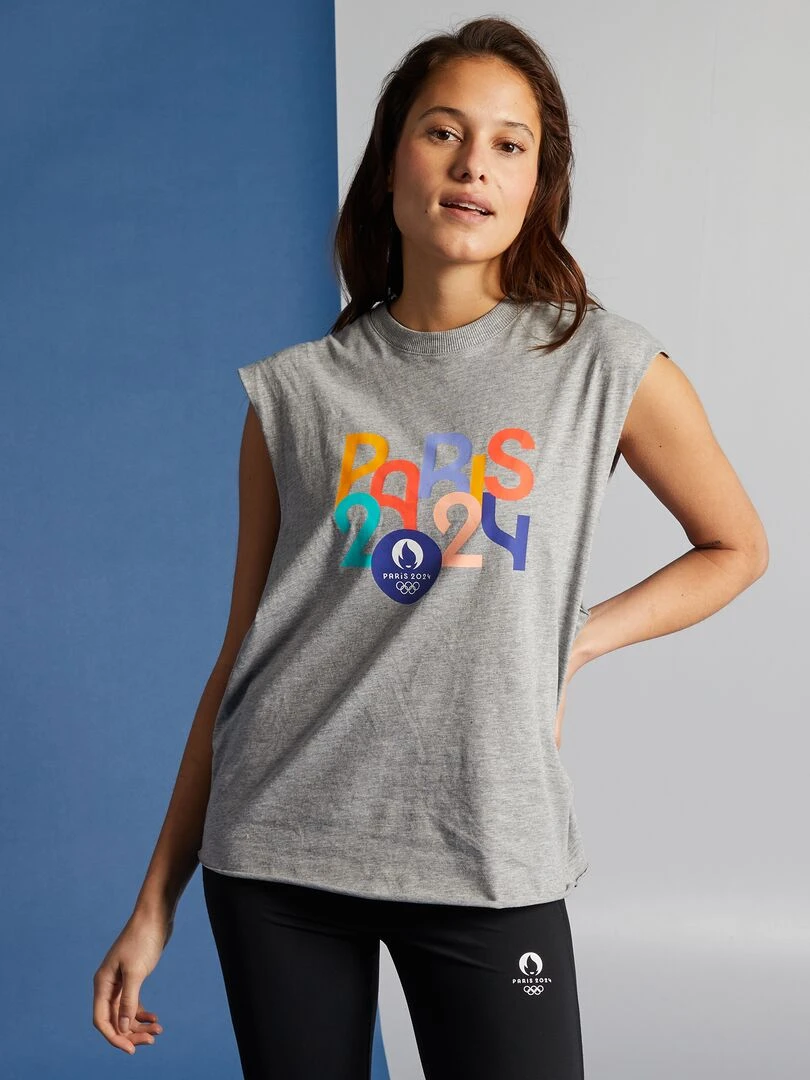 Tee shirt avec emmanchures descendues Paris 2024 Gris