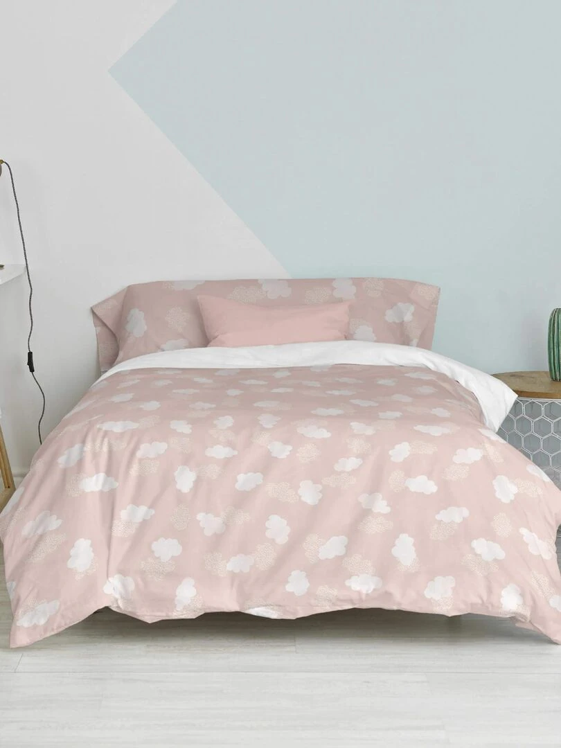 Parure housse de couette 2 pièces Clouds "Happyfriday"   Beige