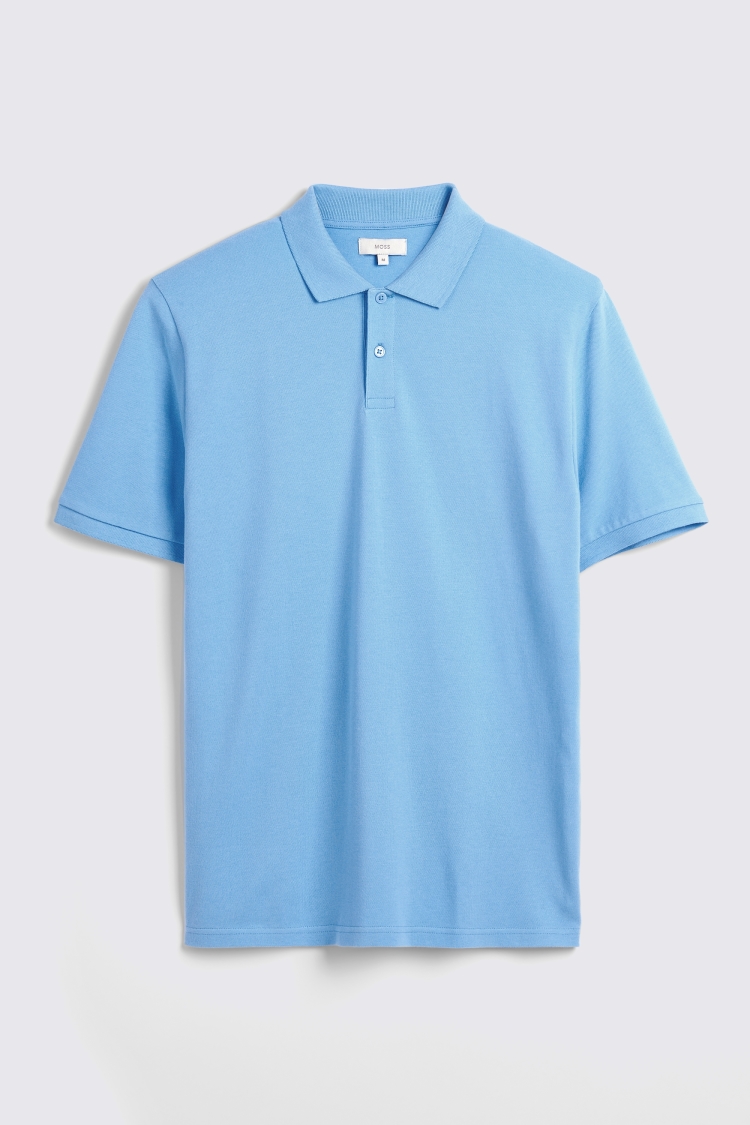 Blue Pique Polo Shirt   Buy Online at Moss