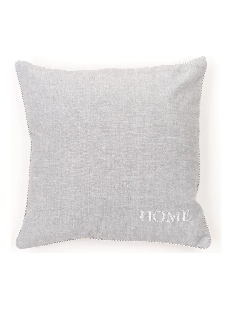 Coussin déhoussable avec broderie 'CHARME' 'TODAY' Gris