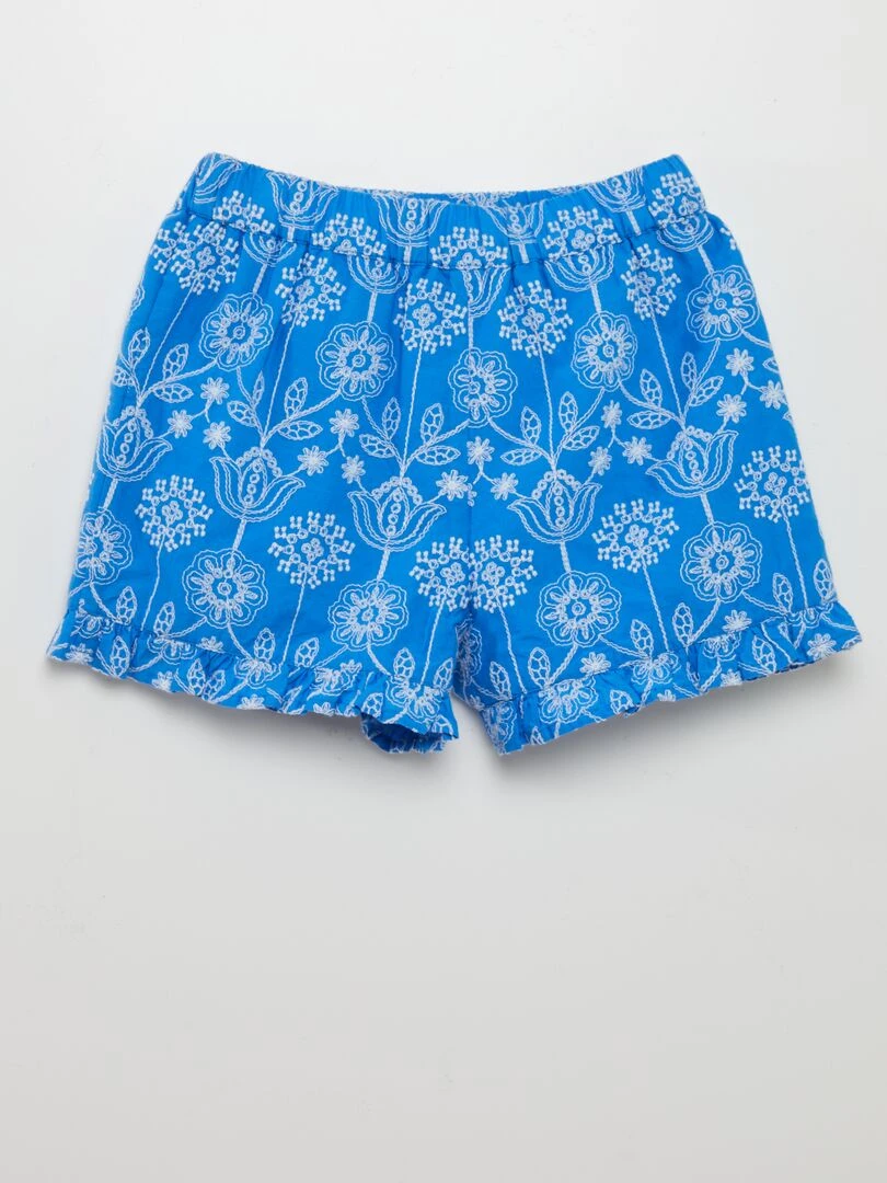Short léger en broderie indienne Bleu