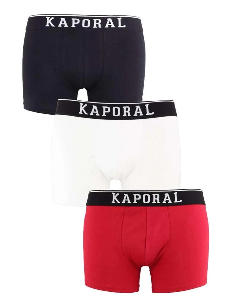 KAPORAL Lot de 3 Boxers coton unis Multicolore