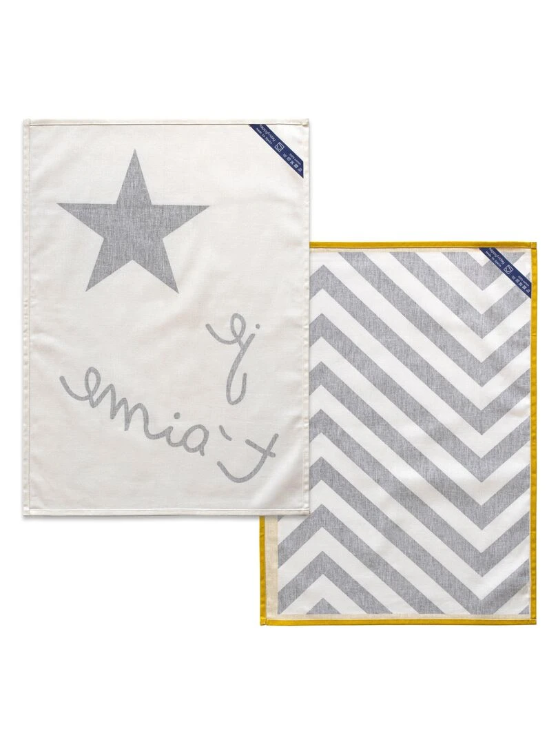 Torchon (2 pièces) Amour "Happyfriday"   Blanc