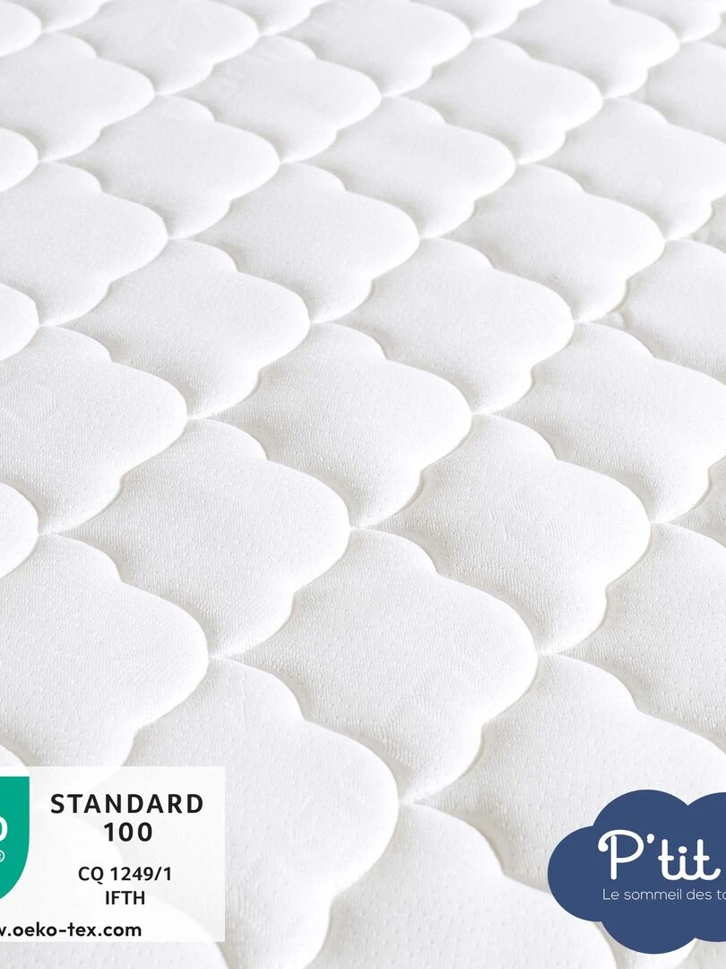 Matelas Bébé Bamboo   60x120 cm   Déhoussable   Blanc