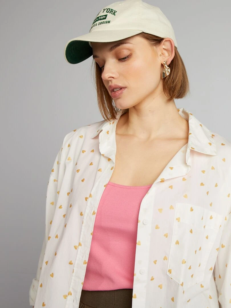 Chemise à motif 'cœurs'   Blanc