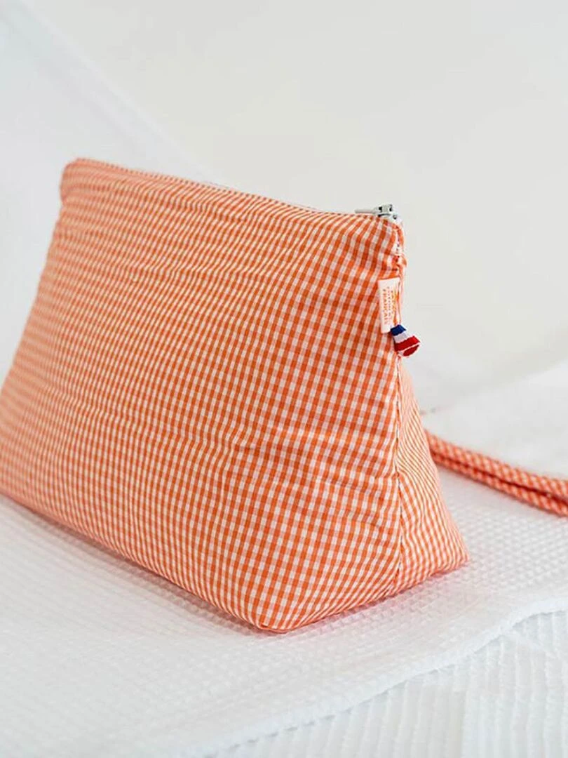 Trousse de Toilette en Coton Bio Vichy   Orange