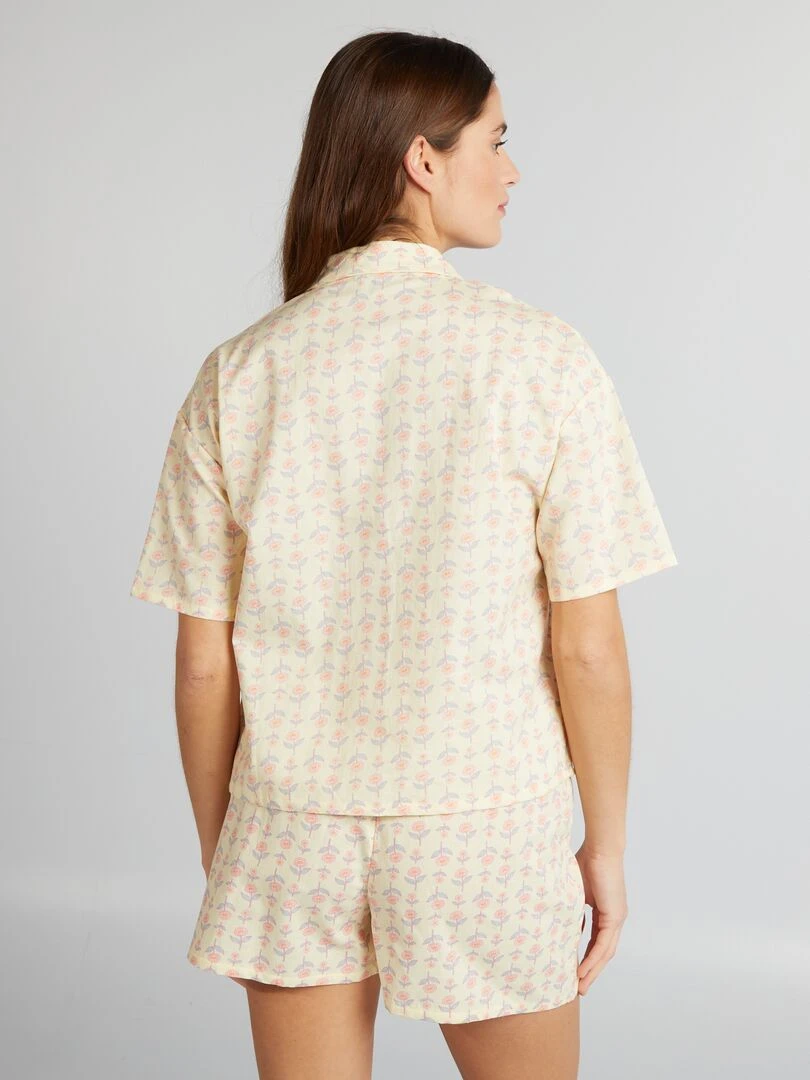 Ensemble pyjama chemise + short Jaune