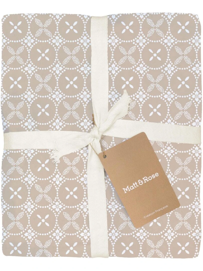 Parure de lit imprimée 100% coton TENDANCE CÉRAMIQUE Beige argile
