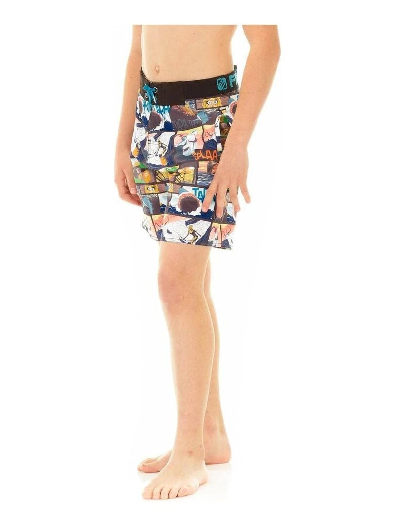 Boardshort long garçon ceinture tissée Story Freegun   Noir