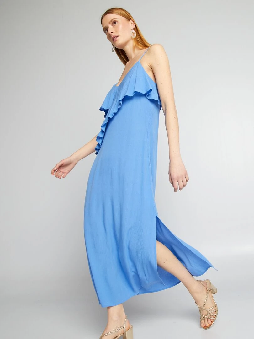 Robe longue à volants Bleu