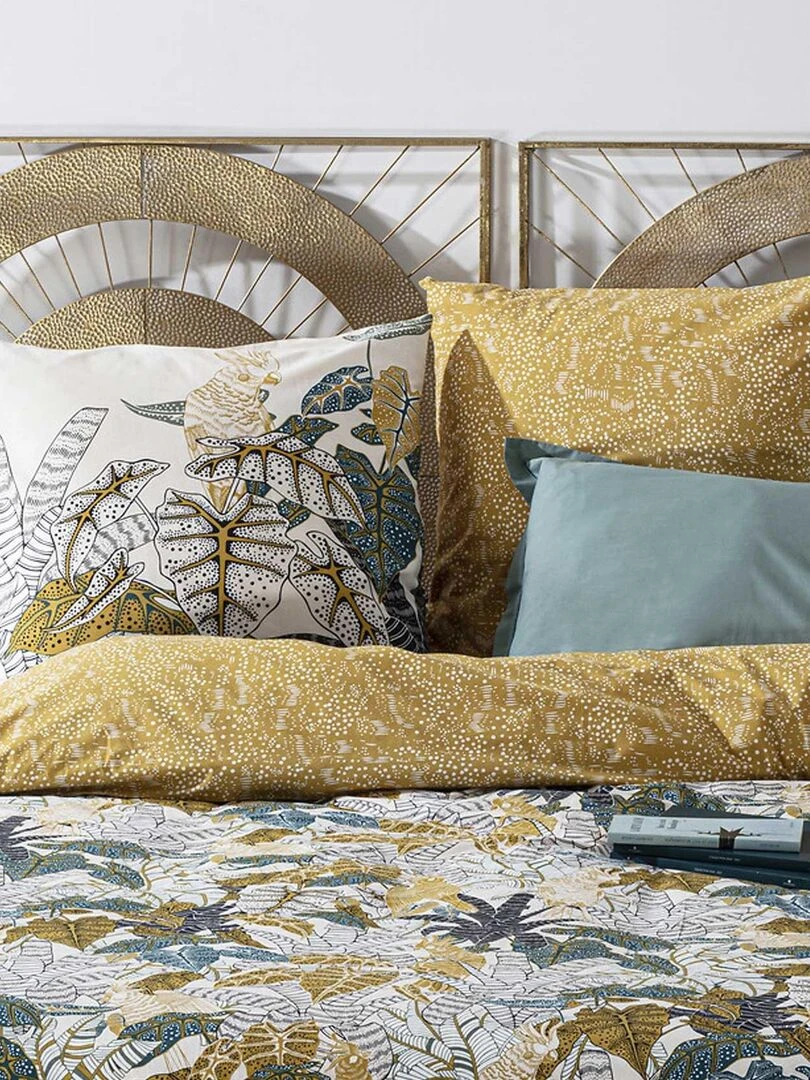 Parure de lit exotique et à petits motifs Jaune