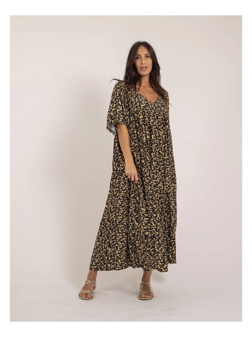 Robe longue motifs IVRY Noir