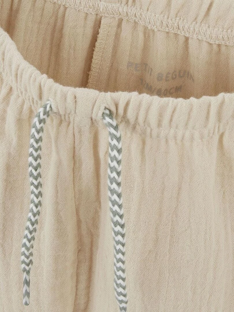 Pantalon bébé en gaze de coton écru Gao   Ecru