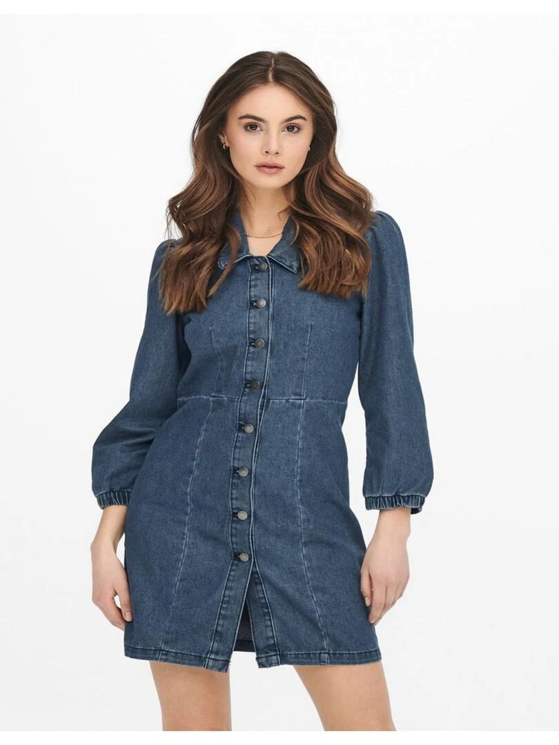 Robe en jean manches bouffantes Kebello Bleu