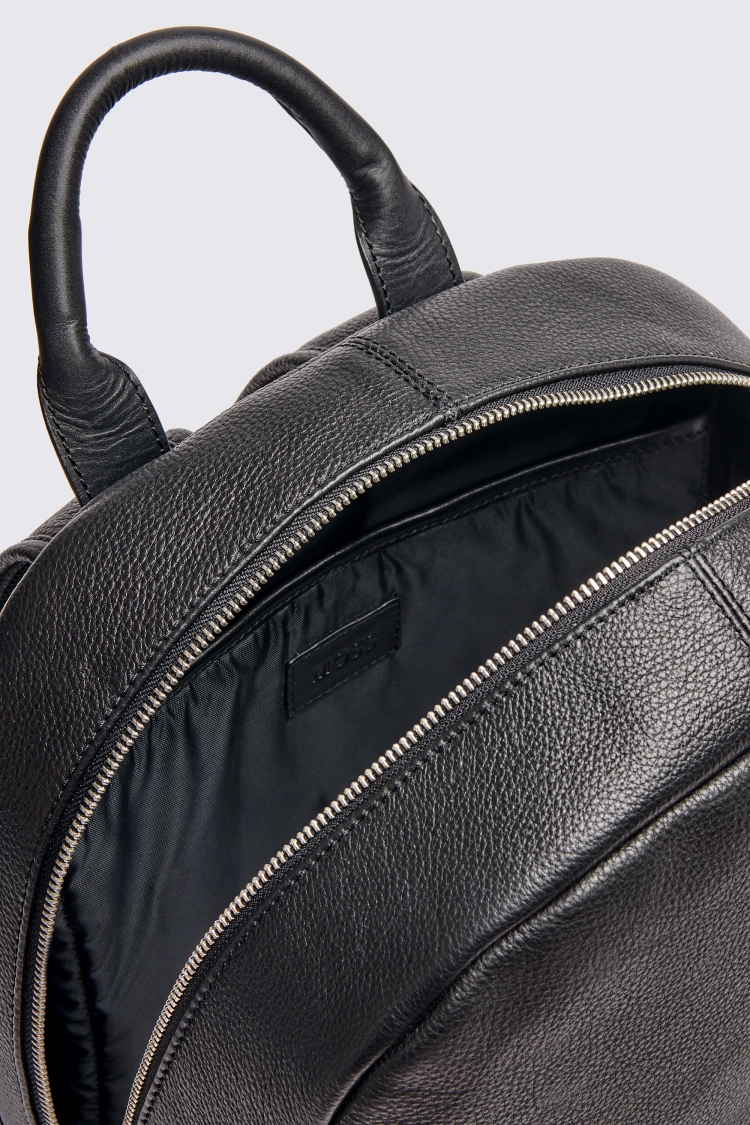 Black Grained Leather Backpack   Buy Online at Moss