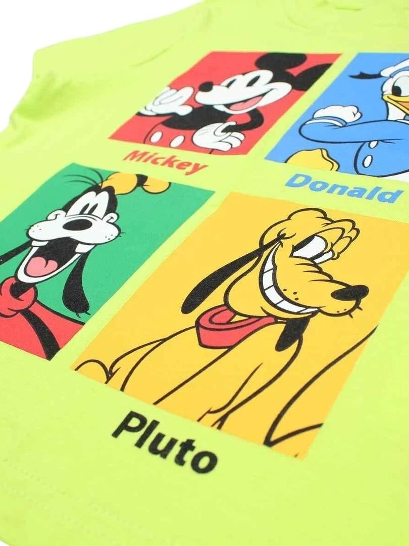 Disney   T shirt garçon imprimé Mickey en coton   Vert