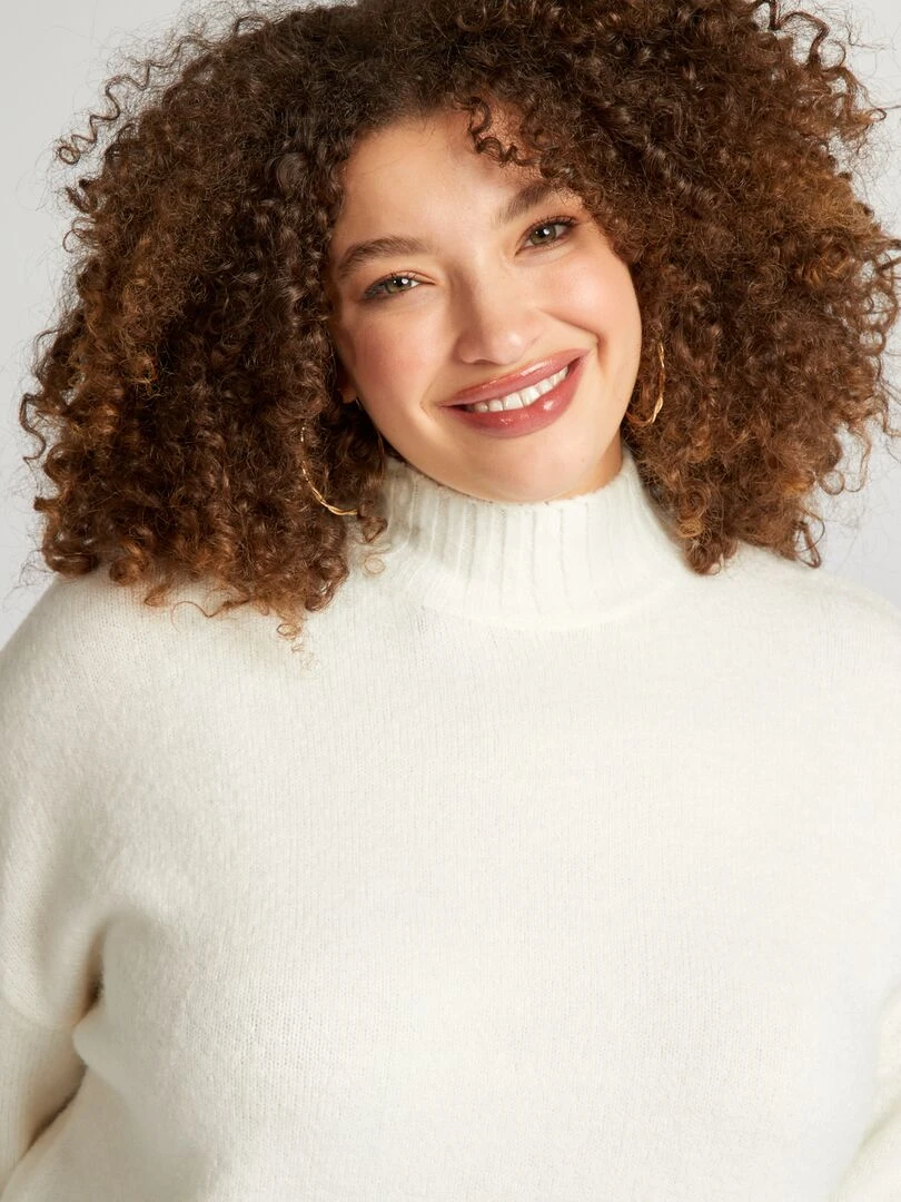 Pull col montant   Beige