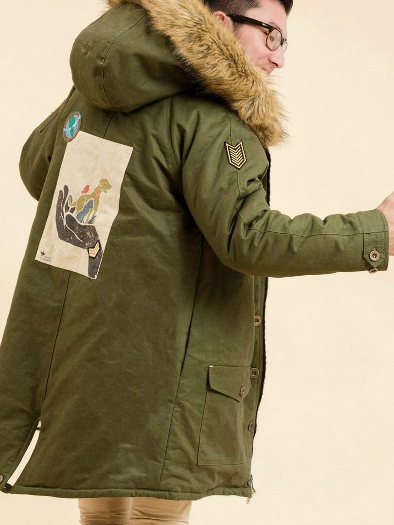 Parka Longue Chaude pour Homme Taille XS S M L XL ROCK & PEACE 'LA FAUTE A VOLTAIRE' Kaki