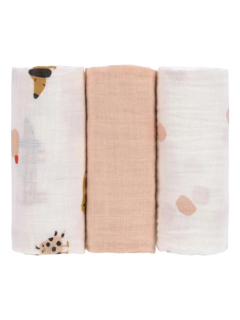 Lange mousseline M Little Mateys orange épicé 3 pcs ass. 60 x 60 cm Multicolore
