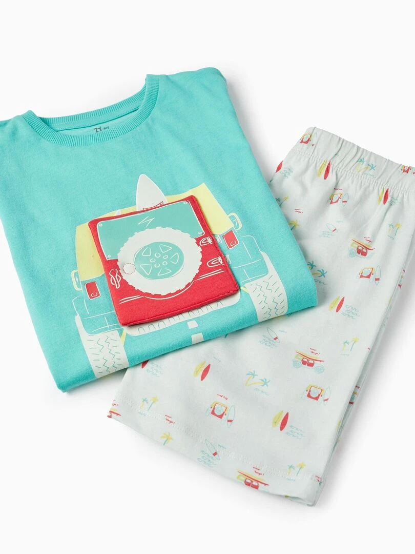 Pyjama en coton pour garçon manches courtes BAJA CALIFORNIA   Bleu clair