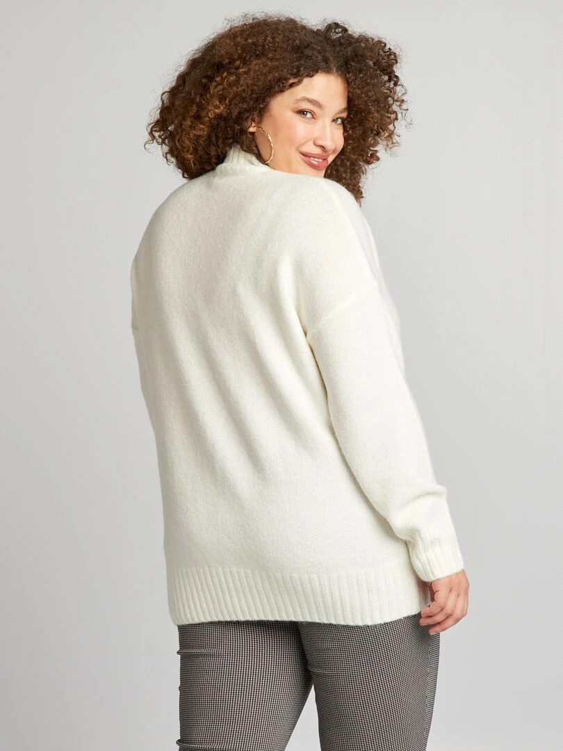 Pull col montant   Beige