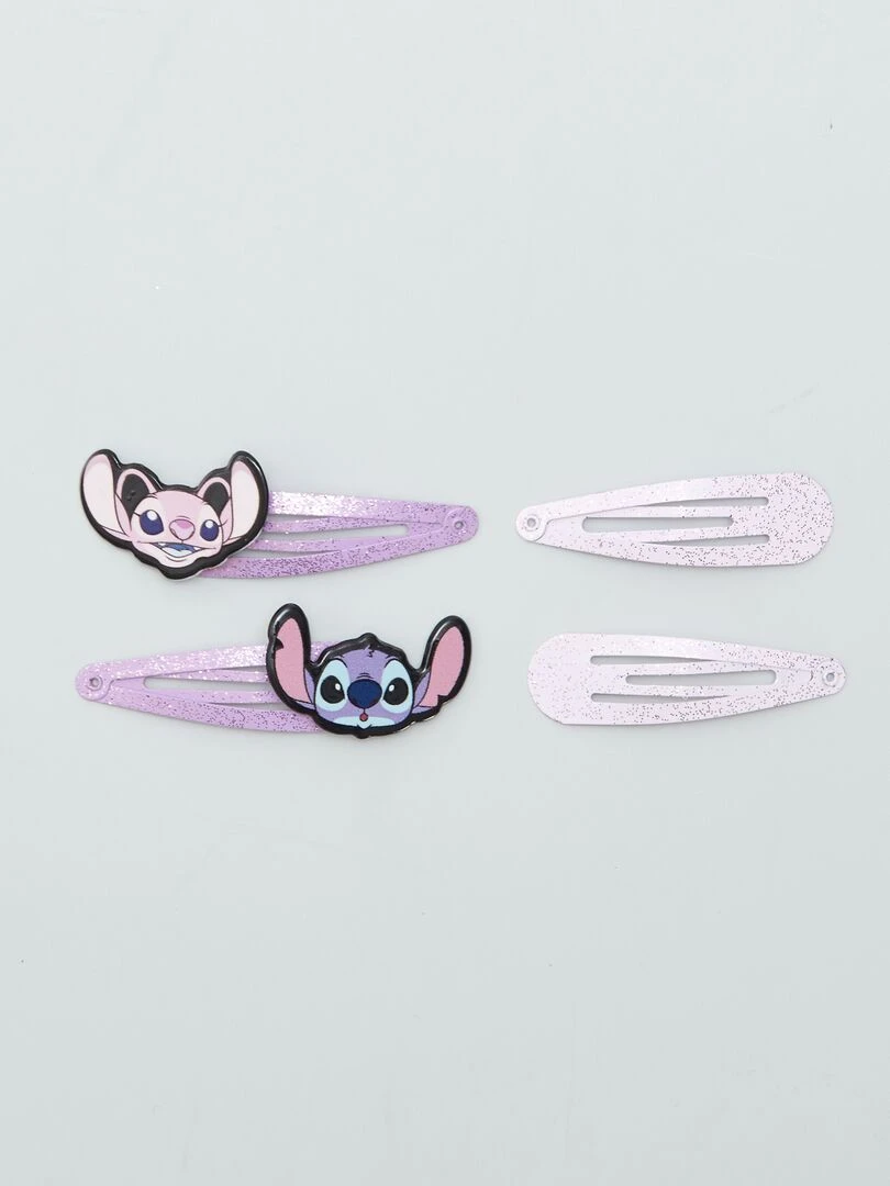 Pince clic clac 'Stitch' Lot de 4 Rose