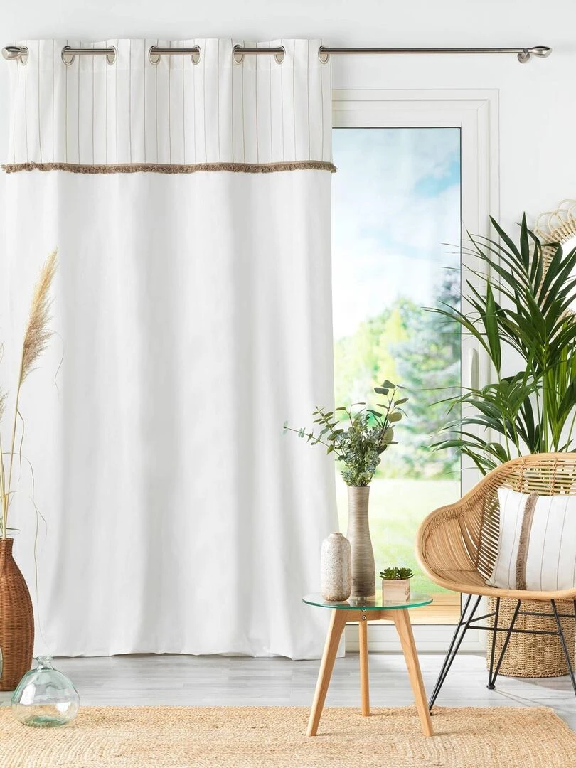 Rideau tamisant à galon frangé   Beige