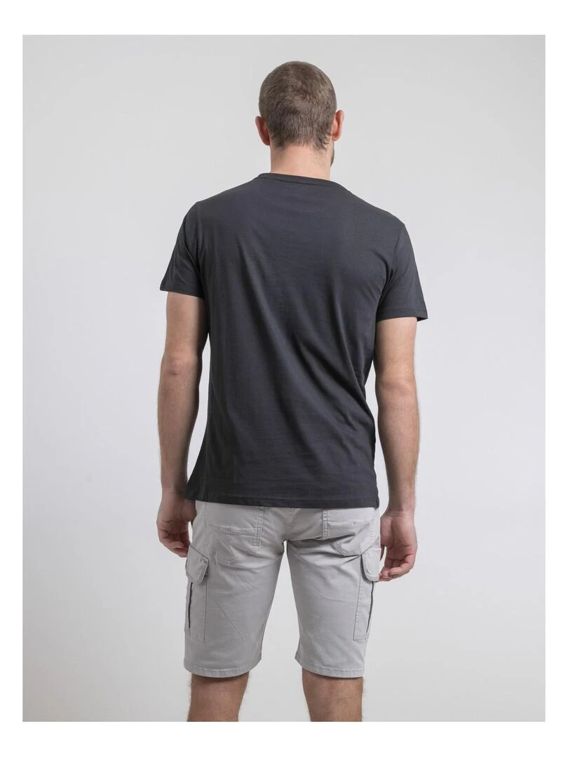 T shirt col rond pur coton NOULANDY   gris anthracite