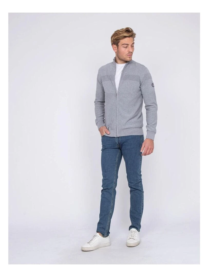 Gilet zippé col montant coton ALEXIS   Gris